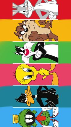 an image of cartoon characters with different colors and sizes in the bottom row, including one cat