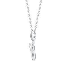 Elevate your ballet core style with this exquisite hand-finished sterling silver pointe shoe charm necklace. This three-dimensional charm is meticulously detailed from every angle, capturing the essence of a vintage pointe slipper. Crafted from 925 sterling silver, this pointe ballerina slipper is the ideal gift for aspiring dancers or a cherished reminder of your own stage dreams. Perfect for ballet core fashion enthusiasts, this elegant charm adds a touch of grace and sophistication to any out Ballet Shoes Necklace, Ballet Jewelry, Core Fashion, Chain Charm Bracelet, Pointe Shoe, Ballet Shoe, Ballet Core, Ballerina Slippers, Forever Jewelry