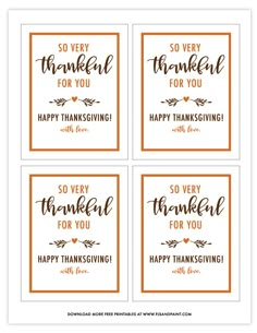 four thanksgiving cards with the words so very grateful for you, happy thanksgiving and happy thanksgiving