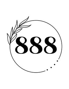 The number 888 in a simple floral wreath 888 Tattoo Stencil, Money Angel Number, 888 Balance Tattoo, 888 Tattoo Design, 888 Angel Number Tattoo, 888 Number, 888 Tattoo, 888 Angel Number, 888 Angel