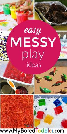 toddler messy play activities including legos, ice cream and other things to do with them