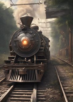 an old fashioned steam train traveling down the tracks