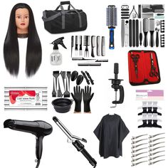 PRICES MAY VARY. 15 PC Cosmetology Kit - Ideal for,Curling,Cutting,Heat styled,Styling,etc. Perfect for cosmetology school training practice or salon learning education. It can be used by hairdressers, hair stylists, barbers and cosmetology school students. Whether you are cutting your kids, men, or women's hair, this Cosmetology Student Starter Beginner kit is essential for hair cutting enthusiasts. Our cosmetology kit will work on any hair type. Premium Quality Tools - High Quality tools provi Hair Salon Essentials, Cosmetology Kit, Trim Your Own Hair, Goals Board, Half Up Half Down Short Hair, Hair Mannequin, Cosmetology Student, Duck Bill, Diy Haircut