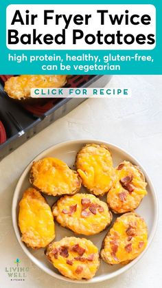 an advertisement for air fryer twice baked potatoes, which can be vegetarian - free