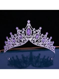 Morado Elegante,Bohemio Collar  Aleaciones de aluminio   Embellished Sweet 16 Pink And Purple Theme, Romantic Purple Wedding Theme, Quince Crowns Purple, Dark Purple Quinceanera Theme, Tangled Quinceanera Theme, Galaxy Headband, Purple Crowns, Purple Tiara