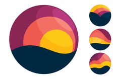 three circles with different colors and shapes