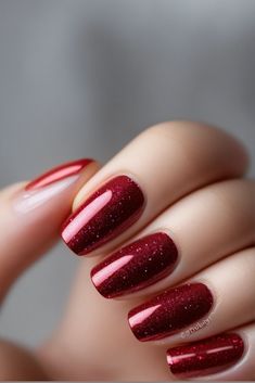 Red Glitter Nail Polish, Best Nail Polish Brands, Red Nails Glitter, Essie Nail Colors, Glittery Nails, Nail Polish Brands, Nail Repair, Nails Design With Rhinestones, Red Nail