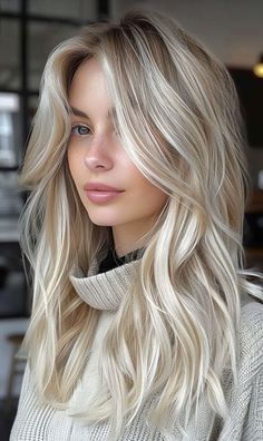 Platinum With Highlights, Neutral Blonde With Shadow Root, Platinum Blonde Medium Length Hair, Platinum Blonde With Money Piece, Foilayage Blonde Hair, Blonde Highlights 2024, Ash Platinum Blonde Hair, Blonde Highlights Icy, Blonde Summer Hair 2024