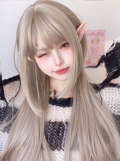 Length: 70 cm. Hairstyle Asian, Waist Length Hair, Hair Sketch, Try On Hairstyles, Dyed Hair Inspiration, Hair Reference, Asian Hair, Ash Blonde, Synthetic Wig