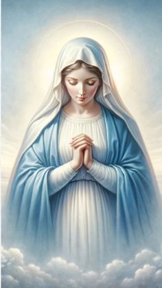 the immaculate mary with her hands folded in prayer