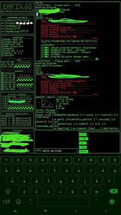 an image of a computer screen with green and red text