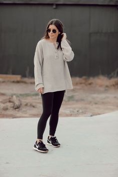 Amazon Sweaters for Fall affordable fashion fall outfit free people dupe black sneakers leggings outfit Sneakers Leggings Outfit, Leggings Outfit