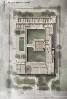 an aerial view of the floor plan for a hotel