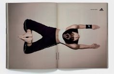 an open book with a man doing yoga poses on it's front cover and bottom half