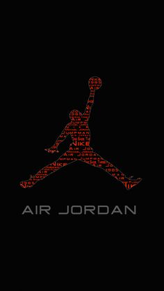 an air jordan wallpaper with the word's name written in red and black