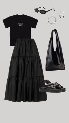 Black Long Skirt Outfit Summer, Summer Outfit Inspo Modest, Modesty Outfits, Back To School Outfit, Makeup Mistakes, Looks Street Style, Fashion Mistakes, Perfect Makeup