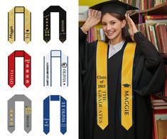 ❤️Custom Graduation Stole - Personalized Sash for Your Special Day Make your graduation day even more special with this custom graduation stole! This personalized sash is perfect for showing off your achievements and commemorating your big day. This graduation sash is perfect for any graduation ceremony, whether you're graduating from high school or college. 【 Material Description】 Translucent cloth 【Product performance】 High-quality material: Our product is made of high-quality material, the fa High School Graduation Stole Ideas, Graduation Stole Designs, Graduation Scarf, Sash Graduation Ideas, Sash For Graduation, Graduation Sash Ideas College, Graduation Scarf Ideas, Grad Sash Ideas, Graduation Ceremony Ideas