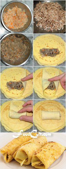 the process of making tortillas with meat and cheese is shown in multiple pictures