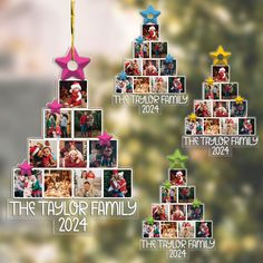 a family christmas tree made up of photos