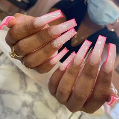 Nails Inspiration Xl Square, 2007 Nails Acrylic, Baddie Nails Acrylic Pink And White, Cute Curved Acrylic Nails, Pink Curved Acrylic Nails, Long Curved Acrylic Nails Coffin, Exotic Nails Instagram, Long Curved Acrylic Nails, Pink And White Acrylic Nails