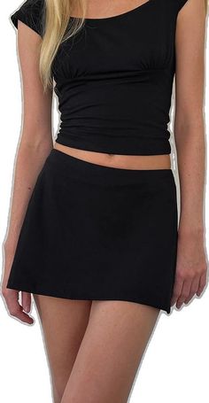 Black Stretch, Low Rise, Mini Skirt, A Line, Skirt, Black