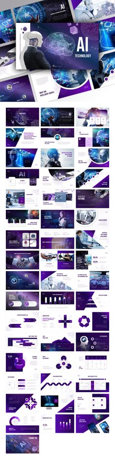 a bunch of different types of webpages with purple and blue designs on them