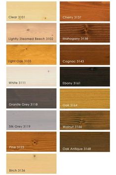 the different colors of wood are shown in this color chart, which is also available for painting