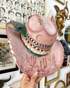 Genuine turquoise stones on outlaw cowgirl hats 🤍 These have been listed! One of one! #cowgirlhats #cowgirlstyle #cowgirlfashion #cowgirlboots #cowgirlchic Hand Painted Hats, Textured Hat, Painted Hats, One Of One, Cowgirl Chic, Hat Design, Cowgirl Hats, Turquoise Stones, Party Activities