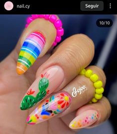 Oaxaca Nails, Mexico Nails Designs, Septiembre Nails, Mexican Inspired Nails, Fiesta Nails, Concert Nails