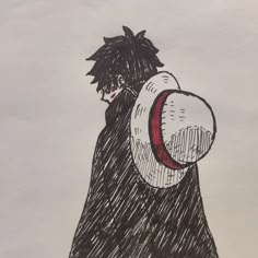 a drawing of a person with a hat on his head holding a frisbee