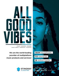 an advertisement for a music production company with the words all good vibes on it