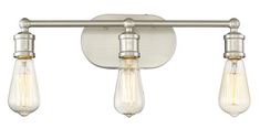 three light bathroom fixture with two bulbs on each side and one bulb turned off in the same direction