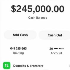 an iphone screen showing the balance and cash for $ 24 5, 000 or more