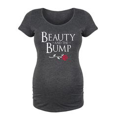 New Without Tags. "Beauty And The Bump" Short Sleeve Grey Maternity Tshirt. M: 40", L:30.5" Disney Maternity, Maternity Graphic Tees, Maternity Shirts, The Bump, Maternity Tees, Maternity Shorts, Pregnancy Tshirts, Scoop Neck Tee, Pregnancy Shirts