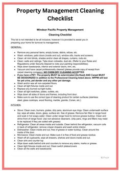 the property management checklist is shown in red and white