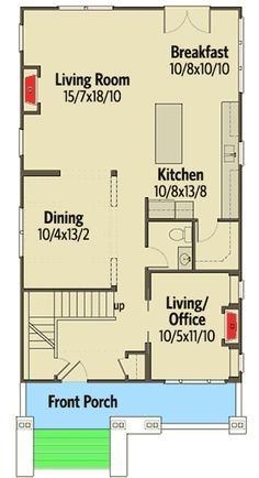 the floor plan for a small house with two levels and an attached garage area,