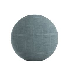 a large round cushion in grey color on a white background with no people around it