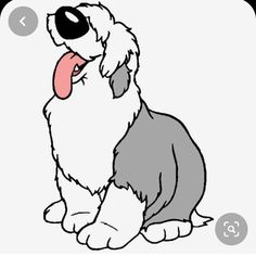 a cartoon dog sitting down with its tongue out