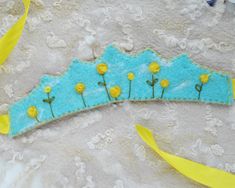 Waldorf Crown, Yellow Flower Crown, Felt Crown, Birthday Crown, Felt Art, Party Hats, Flower Crown, Yellow Flowers, 2nd Birthday