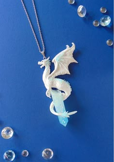 Ice Dragon Necklace Polymer Clay Jewelry Dragon Jewelry | Etsy Winter Dragon, Iron Necklace, Ice Dragon, Clay Dragon, Dragon Necklace, Dragon Jewelry, Magical Jewelry, White Dragon, Jewelry Pendants