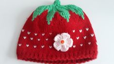 Knitted Strawberry Fruit Hat - Hand Knit Hat - Strawberry Beanie Hat  This strawberry slouchy beanie is very fun and great for winter season.  Here also with the small strawberry blossom on the side, which can also be removed if necessary. All items are made individually according your personal measures in 5-7 days! ..For perfect fit and the most comfortable wearing :) Looking for a custom size, color?  We can accommodate from baby to adult and everyone in between, so just pop us a message and we'll create the perfect beanie for you! Women: 19 - 24 inches. Length 8 inches Men: 21 - 26 inches. Length 9 inches Cute One Size Beanie, Cute Knitted Cap Beanie, Cute Knitted One-size Beanie, Warm Cute Bonnet, One Size Fits Most, Cute Hand Knitted Winter Bonnet, Cute Warm Acrylic Yarn Beanie, Cute Warm Beanie In Acrylic Yarn, Cute Fitted Warm Beanie, Cute Knitted Beanie One Size Fits Most