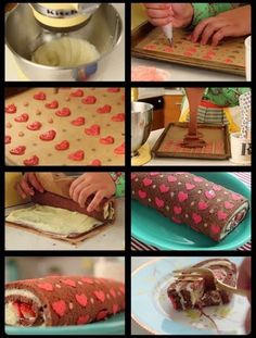 a collage of pictures showing how to make valentine's day desserts