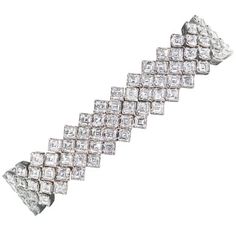 A gorgeous four-row tennis bracelet containing 19.59 carats of asscher cut diamonds, set in 18 karat white gold. Diamonds Direct, Asscher Diamond, Asscher Cut Diamond, Diamond Tennis Bracelet, Asscher Cut, Expensive Jewelry, Women Diamond, Tennis Bracelet Diamond, Gorgeous Jewelry