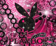 a pink background with black and white bunny ears on it, surrounded by sparkles