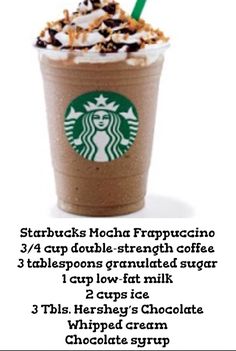 starbucks frappuccino coffee drink recipe with information about the ingredients and how to make it