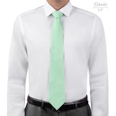 Solid KT Mint Necktie - Classic - Knotty Tie Co. Classic Spring Suit And Tie Accessories For Semi-formal, Classic Suit And Tie Accessories For Spring Workwear, Classic Tie For Semi-formal Spring Occasions, Classic Semi-formal Ties For Spring, Classic Ties For Semi-formal Spring Occasions, Solid Color Ties For Black Tie Events In Spring, Solid Color Spring Ties For Black Tie Events, Spring Black Tie Solid Color Ties, Classic White Neckwear For Business