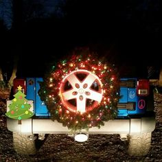 a truck decorated with christmas lights and decorations