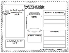 a worksheet with words and pictures to help students learn how to use the word map