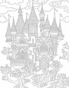 a drawing of a castle in the sky