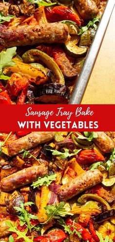 sausage tray bake with vegetables and herbs